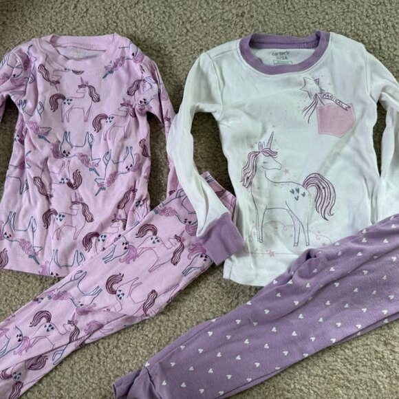 Carters 2T Girls 4-Piece Unicorn Pajamas - Picture 2 of 3